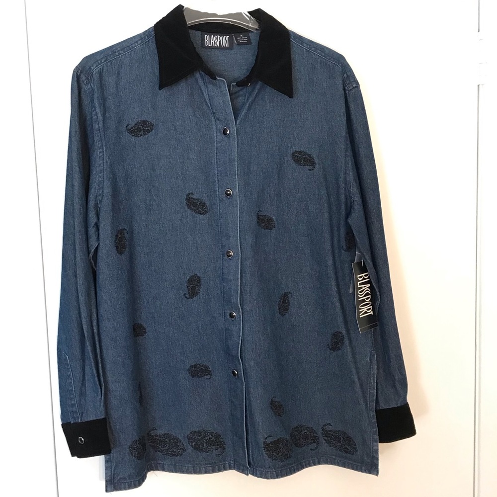 Blassport Denim and Velvet Blouse